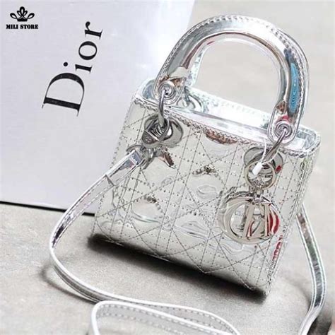 dior silver bag|lady dior pouch bag.